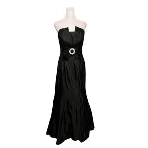 Jovani Black Taffetta Structured Strapless Gown Dress Size 8